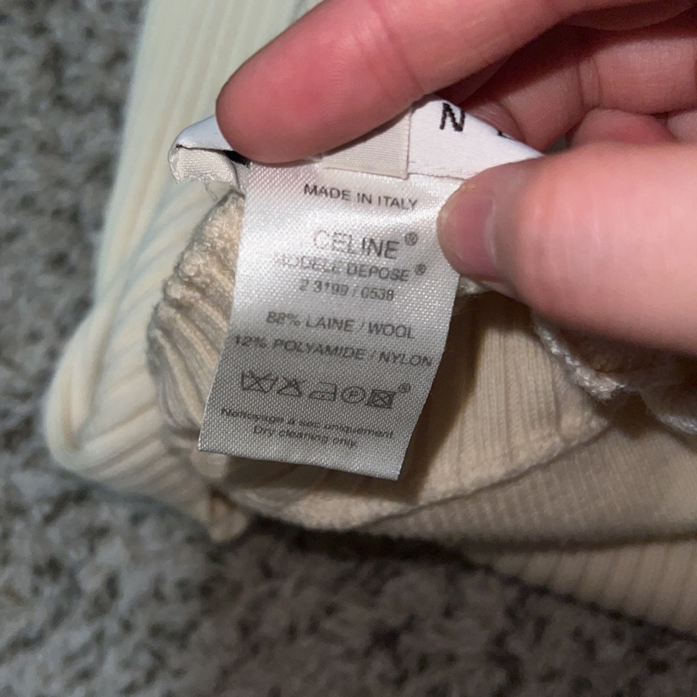 Celine Cream Ribbed Sleeveless Turtleneck Knit Top - Picture 6 of 6